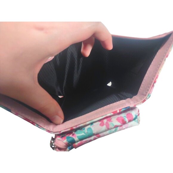 Tahari Floral Trifold Multicolor Pink Blue Red  Zip Wallet - Picture 5 of 7